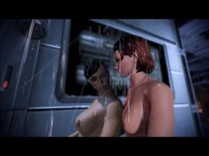 Лесбийский секс в душе космического корабля двух мульт героинь